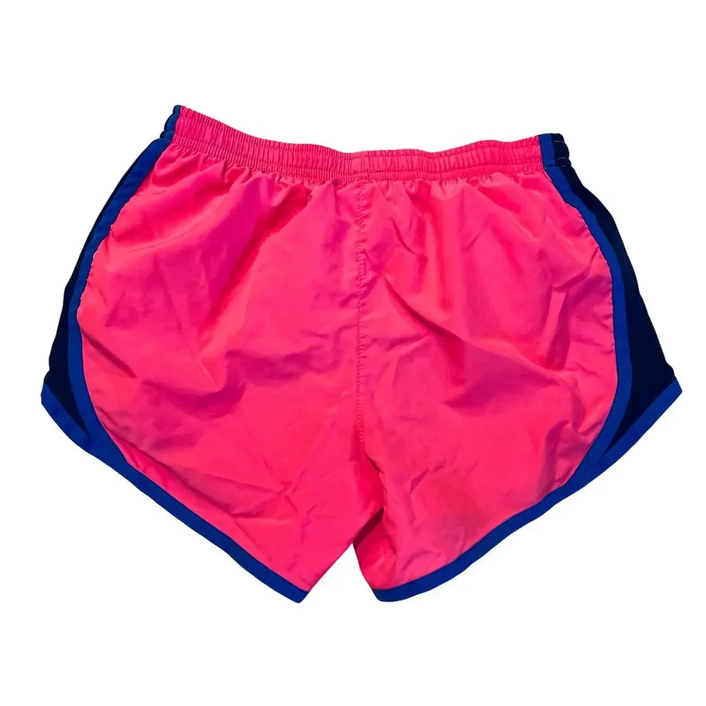 Nike Dri-FIT Girls Medium Pink Blue Running Athletic Shorts Active Gym Swoosh